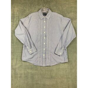 American Eagle Outfitters Button Down Shirt Womens M Boyfriend Fit Blue Striped